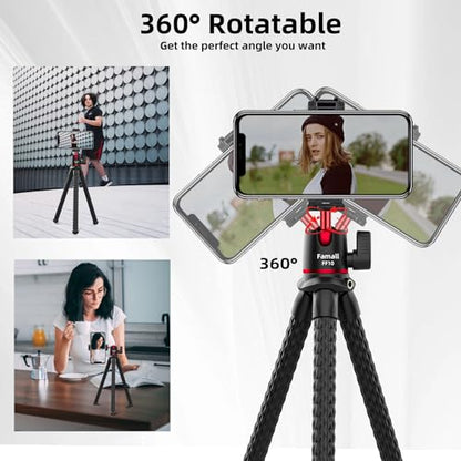 Portable Camera Tripod, Mini Flexible Stand for Phone with Cold Shoe Phone Mount for iPhone iPhone 17 16 15 14 Pro Max XS Max X Canon Nikon Sony DJ Pocket 3 Cameras Gopro Travel