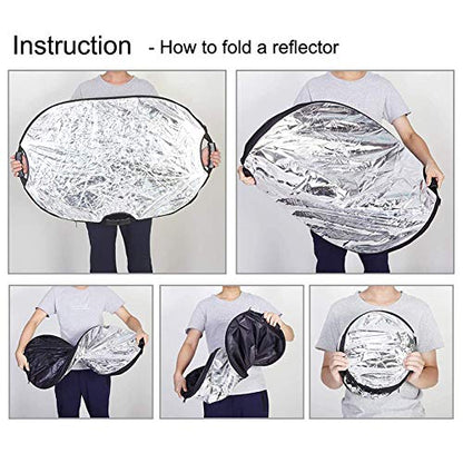 Selens 5-in-1 Oval Reflector with Handle for Photography Photo Studio Lighting & Outdoor Lighting (32 x 48 Inch) - size: 32 x 48 Inch Oval Reflector