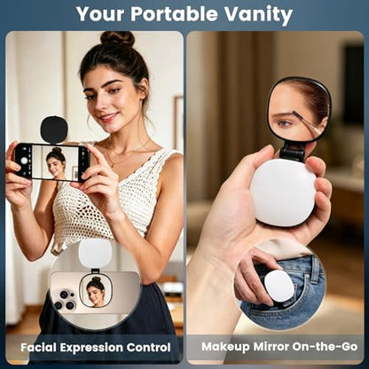 SJZXVZ Magnetic Selfie Light, 3-Mode Phone Light Compatible with Phone Magsa for Selfies/Photography/TikTok/Zoom Calls/Video Conference, Long-Lasting & Rechargeable, CRI97, Black - color: Black