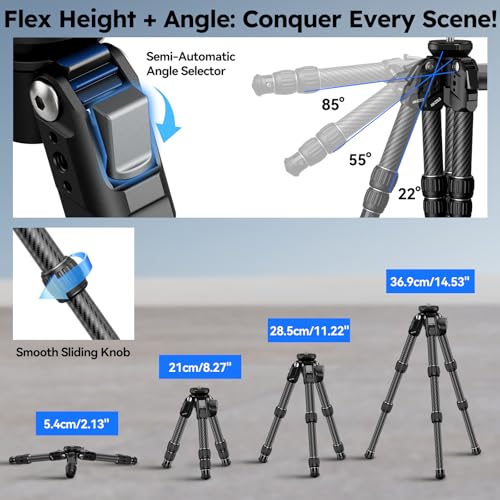 SIRUI Carbon Fiber Mini Tripod with Bowl Base, 33lbs Max Load, Ultra-Lightweight 1.63lbs, 8.82in Folded, 360° Panorama & ±15° Tilt for Camera/Phone/Vlogging（AM-223LS） - style: Bowl Base Tripod