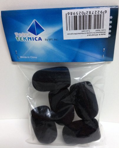 Tetra-Teknica XFFZ5P-BLK Lapel & Headset Microphone Windscreen, Color Black, 5-Pack