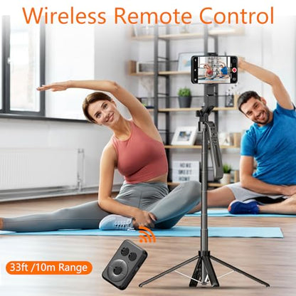 Auto Face Tracking Self Stick Tripod for iPhone with 10" Ring Light Hands-Free 360°Adjustable 70.9 Inch Smart Phone Stand with Remote for Content Creator Vlog Video Recording - size: Tracking Tripod with 10" Ring Light