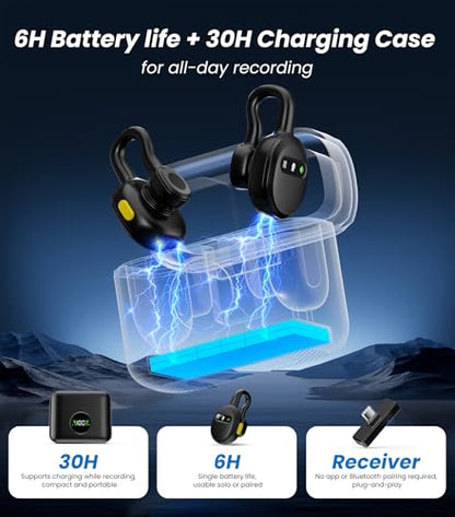 Tisino mini Wireless Lavalier Microphone for iPhone 15,16/Android/Tablets/PC with USB C Plug, Noise Reduction Clip-on Lapel Mic with Charging Case for YouTube, TikTok, Vlog, Podcast, Interview - color: Black