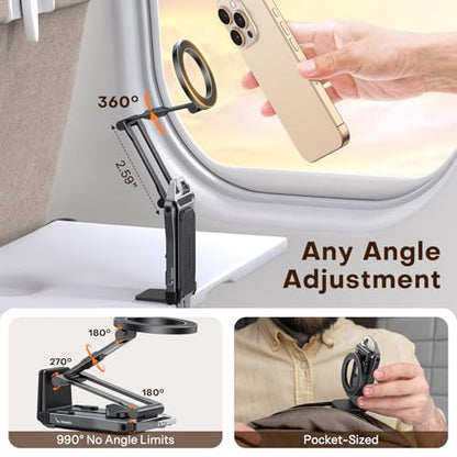OMOTON TP02 360°Rotating for MagSafe Tripod, Adjustable Aluminum Magnetic Phone Tripod for iPhone 17/16/15/14 Pro Max Air, Foldable Cell Selfie Stick Fits Vlog, Gym, Travel Essentials, Black& Black - color: 8-Black& Black