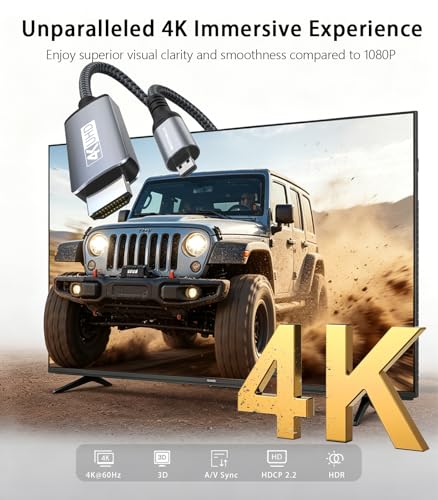 4K Micro HDMI to HDMI Cable 10FT, 4K@60Hz HDR High Speed HDMI Cord, Nylon Braided Compatible with GoPro Hero, Raspberry Pi 5/4, DSLR Camera, Laptop to TV - size: 10 Feet