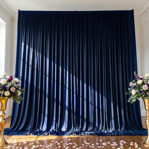 Navy Blue Backdrop Curtain - 20x10FT Back Drop Curtains for Parties Wrinkle-Free Soft Polyester Photo Backdrop Wedding Decorations Photoground Backdrop Stain-Resistant for Back Drop Stand, 4 Panels - color: Navy Blue, size: 20 ft x 10 ft(4 panels)