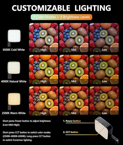 LOUERN Magnetic Dual-Sided Selfie Light Compatible with MagSafe iPhone, 42LEDs per Side, CRI95+ Rechargeable Portable & Foldable Phone Light with Mirror for TikTok, Vlogging, Zoom Calls, Photography - size: Square
