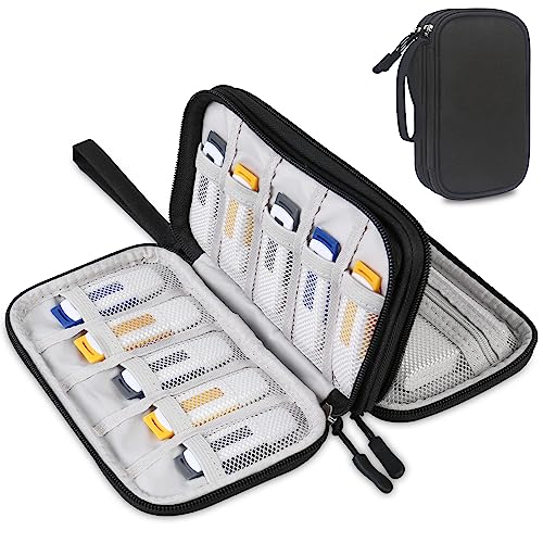 Lacdo USB Flash Drive Case Thumb Drive Holder Case Organizer Portable Electronic Accessories Storage Bag for SanDisk/SamData/Samsung USB Flash Drives Jump Drive Memory Stick, SD Card, Cable, Black - color: Black, size: Small