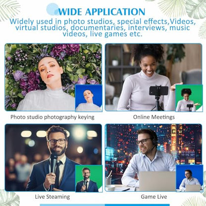 Briwooody Collapsible Blue Green Screen Backdrop (56") Double Sided Webcam Portable Background for Green Screen Chair with Storage Bag 2 in 1 Pop up Backdrop for Live Streaming Video Meeting