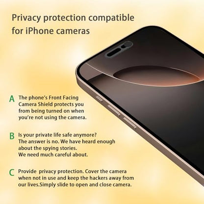 Front Camera Cover Compatible for iPhone 16/16Plus/16Pro/16Pro Max/15/15Plus/15Pro/15Pro Max/14Pro/14Pro Max,Webcam Cover Protect Privacy and Security,Not Affect Face ID, 2 Pack-Black - color: Black