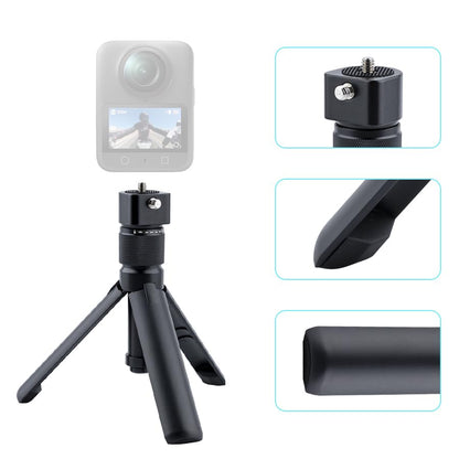 Bullet Time Handle Tripod Rotating Grip with Invisible Selfie Stick for Insta360 X5/X4, DJI OSMO Pocket 3, GoPro,1/4" Thread, 6 lbs Capacity, Compact Selfie Stick & Tabletop Tripod (47 inches)