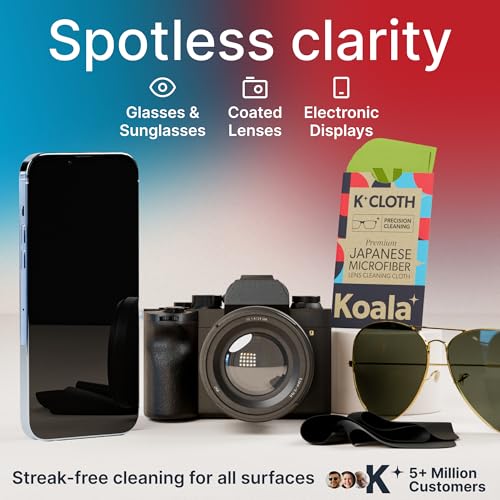 Koala Lens Cleaning Cloth | Japanese Microfiber | Glasses Cleaning Cloths | Eyeglass Lens Cleaner | Eyeglasses, Camera, VR/AR Headset, and Screen Cleaner | Black & Green (Pack of 2) - color: Black / Green, size: 2 Pack