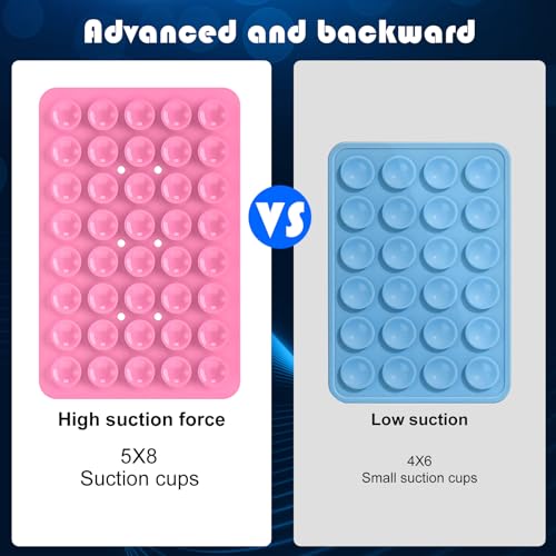 Double Sided Silicone Suction Phone Holder Mount, Silicon Accessory for iPhone and Android, Hands-Free Mirror Shower Phone Holder, TikTok Videos and Selfies (Pink+Violet) - color: Pink+Violet