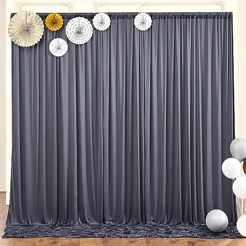 10ft x 10ft Wrinkle Free Charcoal Backdrop Curtains for Parties, Polyester Photo Backdrop Drapes 2 Panels 5x10ft for Wedding Birthday Party Photography Background Backdrop Stand - color: Charcoal, size: 10ftx10ft