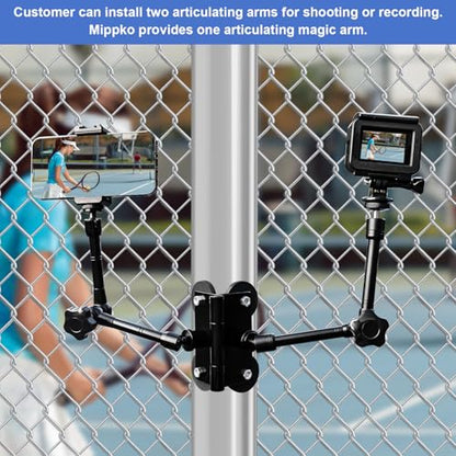 Magnetic Camera Fence Mount for Mevo Start/GoPro / Insta360 / DJI OSMO Pocket 3 / iPhone, Two 1/4"-20 Mount Points Camera Magnet Fence Holder for Recording Baseball/Softball/Tennis Games - style: One Magic Arm