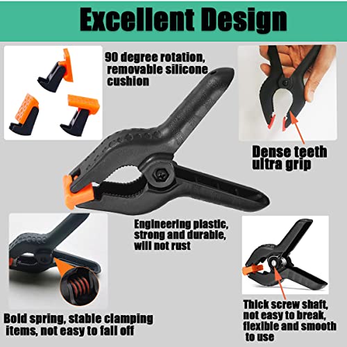 Spring Clamps,30 Pack 3.5in Professional Plastic Heavy Duty Spring Clips for Crafts, Backdrop Clips Clamps for Backdrop Stand,Photography Studios,Woodworking,Home Improvement