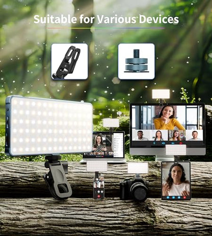Selfie Camera Phone Light with Metal Hotshoe & Clip, 135 LED CRI 96+ 2500K-9900K 4000mAh RGB Video Light for iPhone, Cameras, Selfie, Video Conference, TikTok Live Streaming, Gifts for Women & Mom - size: 135 LED