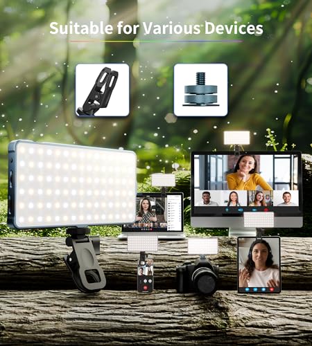 Selfie Camera Phone Light with Metal Hotshoe & Clip, 135 LED CRI 96+ 2500K-9900K 4000mAh RGB Video Light for iPhone, Cameras, Selfie, Video Conference, TikTok Live Streaming, Gifts for Women & Mom - size: 135 LED