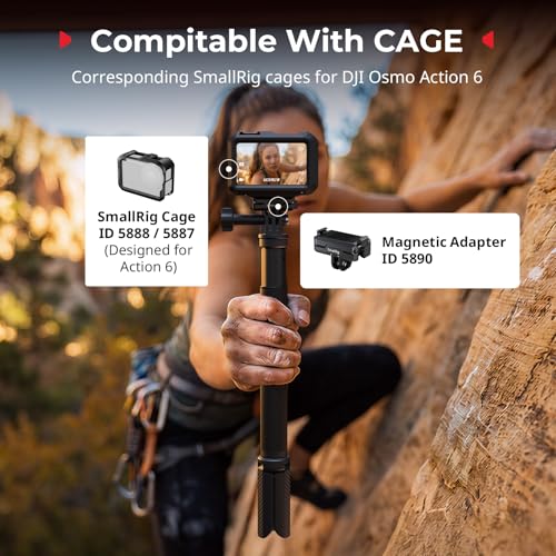 SMALLRIG Magnetic Adapter Holder Dual-Mount Support for DJI Osmo Action 6/Osmo Nano, Bidirectional Quick Release Magnetic Folding Adapter Mount with 2-Prong Mount and 1/4"-20 Threaded Hole - 5890 - style: 2-Prong Mount