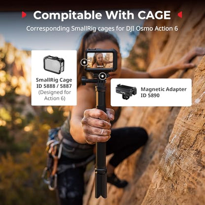 SMALLRIG Magnetic Adapter Holder Dual-Mount Support for DJI Osmo Action 6/Osmo Nano, Bidirectional Quick Release Magnetic Folding Adapter Mount with 2-Prong Mount and 1/4"-20 Threaded Hole - 5890 - style: 2-Prong Mount