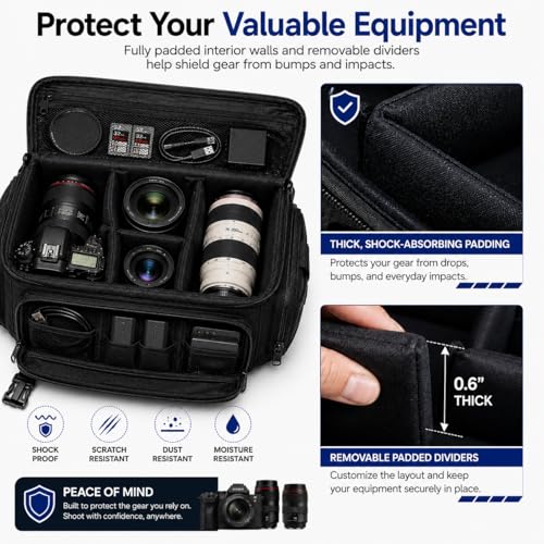eCostConnection Extra Large Camera Bag Fully Padded Gadget Case with Dual Buckles for Sony,Nikon, Canon, Olympus, Pentax, Panasonic, Samsung & Many More SLR Cameras & Camcorders - size: Extra Large