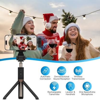 USB C Wireless Lavalier Microphone for iPhone 17 16 Pro Max 16e 15,Samsung Galaxy S25 A16 S24 Ultra,Noise Reduction Mini Lapel Mic Clip on,Lav Mic on Video Recording,Tiktok,Youtube,Vlog,Live Streaming