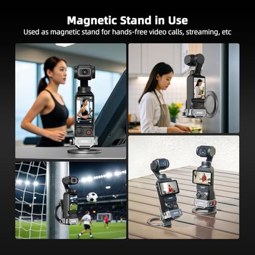 BRDRC Pocket 3 4 Magnetic Mount, Phone Holder for MagSafe Aluminum Alloy Magnet Expansion Adapter with Cold Shoe for DJI OSMO Pocket 3 4 Creator Combo/For Xtra Muse accessories (with Protective Cover)