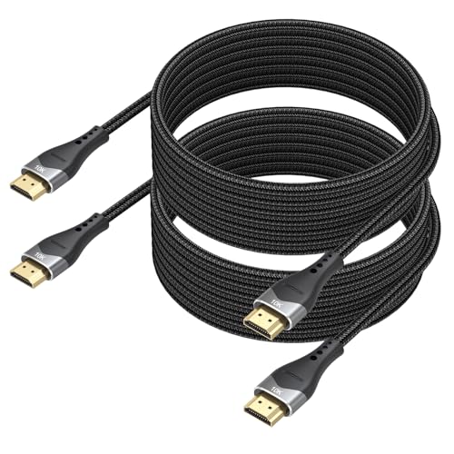 HDMI Cable 12 FT 2-Pack 10K 8K, 48Gbps Ultra High Speed 12 Foot HDMI 2.1 Cable Braided Cord 8K@60Hz, 4K@120Hz, eARC, DTS:X, HDR10+, HDCP2.3 for HDTV, Laptop, PC, PS5, Xbox, Roku, Monitor - size: 12FT