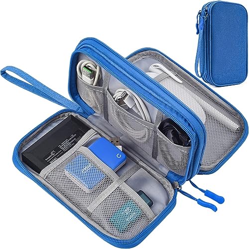 CAOODKDK Electronics Accessories Organizer Pouch, Electronic Organizer Travel Case Cable Organizer for Cable, Charger, SD Card, Business Travel Gadget Bag (Blue) - color: Double Layer - Blue