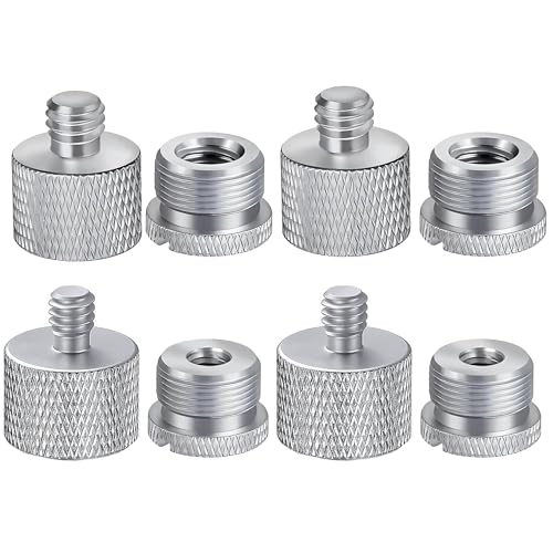 IXTECH Mic Stand Adapter Set 8 pieces Metal Microphone Stand Screw Thread Adapter 5/8 Female to 3/8 Male 3/8 Female to 5/8 Male 5/8 Female to 1/4 Male 1/4 Female to 5/8 Male Tripod Adapter ADP01A Slvr - color: Silver