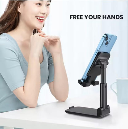 Desktop Phone Holder Stand Phone Support Adjustable Angle Height Cell Phone Stand Universal for iPhone 17 16 15 14 13 pro max，All Smart Phones (Black) - color: Black
