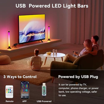Ledagic Led Light Bar with Music Sync, Color Changing TV Backlight App & Remote Control, IC+RGB & W Smart RGB Light Bar, USB Powered Led Lights for TV, PC Room Monitor Backlight Gaming Accessories