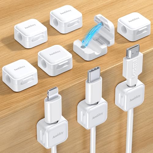 9 Pack Magnetic Cable Clips Cord Organizer,Desk Cable Management Accessories,Cord Clips,Adhesive USB Wire Holder Keeper Organizer for Home Office Desk Phone Car Wall Desktop Nightstand cable organizer - color: White