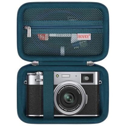 BOVKE Carrying Case for Fujifilm X100VI / X100V / X-E5 Digital Camera, Extra Mesh Pocket for Fuji Camera Accessories Charging Cables, Blue - color: Blue