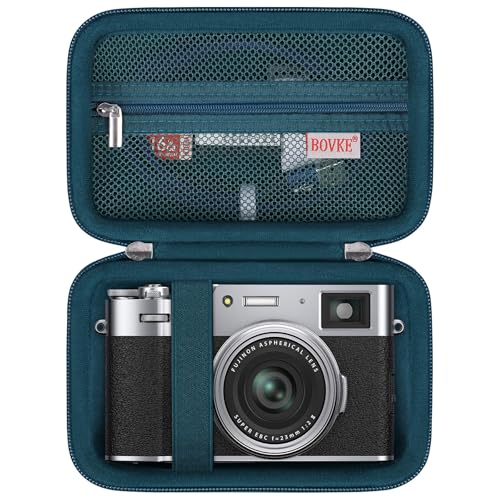 BOVKE Carrying Case for Fujifilm X100VI / X100V / X-E5 Digital Camera, Extra Mesh Pocket for Fuji Camera Accessories Charging Cables, Blue - color: Blue