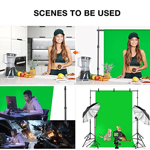 Yesker 8.5x10ft Green Screen Backdrop Kit with Stand Photography Greenscreen Background Support System with 6x9ft Muslin Chromakey Backdrop and Clamp for Photo Video Studio Portrait Product Shooting - size: 8.5 x 10ft