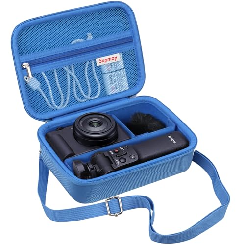 Hard Travel Case for Sony ZV-1F / ZV-1 / ZV-1 II Digital Camera, Protective Cases Bag Fits Vlogger Accessory Kit Tripod, Microphone, LED Video Light, Extra Zipper Pocket fit Battery Pack, Blue - color: Blue, size: for Sony ZV-1F / ZV-1 / ZV-1 II