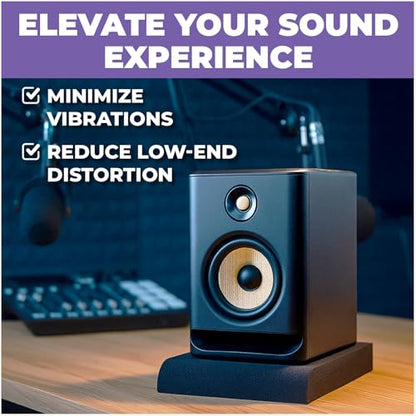 Liquid Stands Studio Monitor Sound Isolation Pads - 6"-8" High-Density Foam Pads Prevent Vibrations - Angled Speaker Riser - size: Large