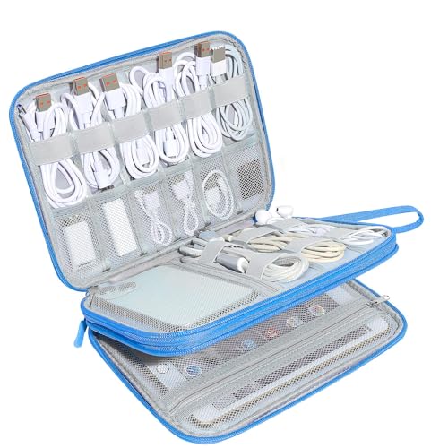 CILLA Electronics Organizer Travel, Travel Cord Organizer Case, Compact Electronics Accessories Bag for Cable, Cord, Charger, Phone - color: sky blue