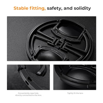 K&F CONCEPT 40.5mm Front Lens Cap Cover Kit, 5-in-1 Center Pinch Lens Cover + Anti-Loss Keeper + Microfiber Cleaning Cloth Compatible with Canon, Nikon, Sony Camera Lenses with 40.5mm Thread - size: 40.5mm