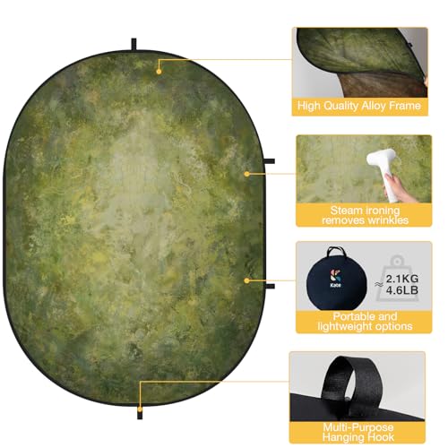 Kate Collapsible Backdrop Pop up Photo Backdrops Foldable Background Portable for Headshot,Portrait Photography,Video,5x6.5ft,Green/Brown