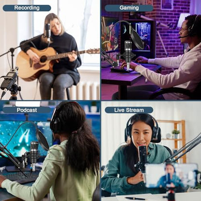 Podcast Equipment Bundle For 2, ALPOWL Audio Interface with Cardioid Designer BM800 Mic for Gamer and All-In-One DJ Mixer, perfect for Live Streaming, Singing, YouTube, Gaming