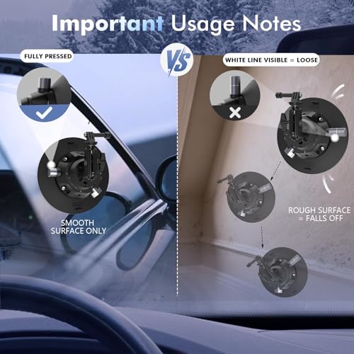EMART Suction Cup Camera Mount with Adjustable Magic Arm, Metal 6" Suction Cup Mount Compatible with Camera, Action Cam, Phone, Universal 1/4"-3/8" Mount Holes for Windshield, Dash and Smooth Surface - size: 6 inch Magic Arm