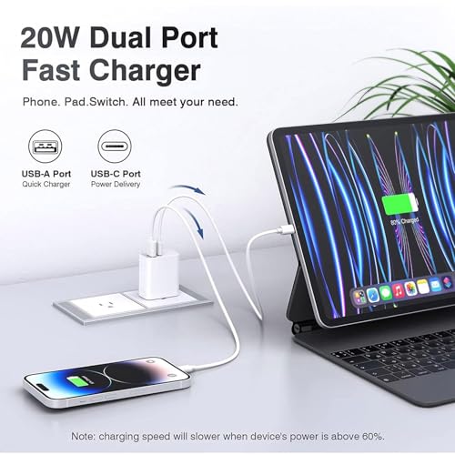 4 Pack USB C Charger Block,20W USB-C & USB-A Port Charger，for i Phone 17/16/15/14/13/12/11/X/8, i Pad and More - color: white