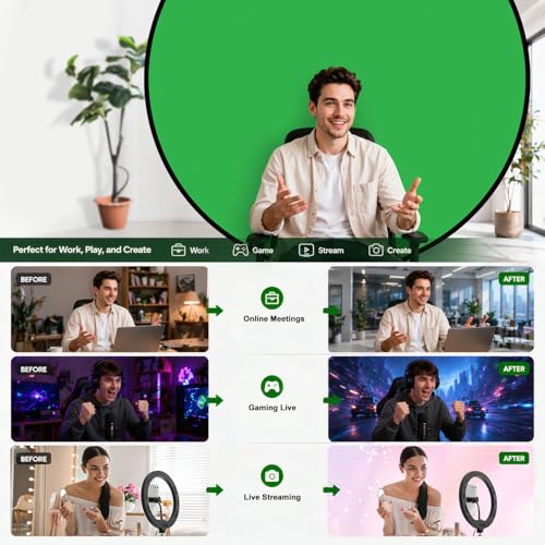 57in Portable Green Screen Chair Backdrop: Double-Sided Foldable Greenscreen Chroma Key Background for Streaming, Video Calls, Photography & Gaming