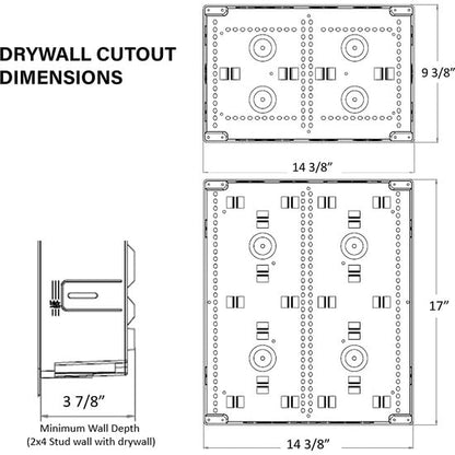 Legrand - OnQ Cable Management, In-Wall Media Box, Dual Purpose Structured Wiring Enclosure, TV Home Theater Recessed Storage Box, 17 Inch, White, ENP1700NA - size: 17 inch