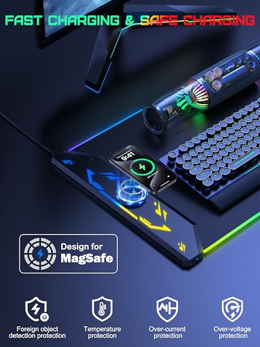 TopMade Wireless Charging Mouse Pad, RGB Gaming Mousepad, 35.4" x 15.8" Extra Large Waterproof Keyboard Desk Pad, Cool Computer Desk Mat, Black (Includes 20W PD Power Adapter & 6.56ft Woven Cable) - color: RGB-Black-35.4"x15.8"-with Adapter