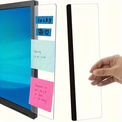 Computer Monitor Memo Board, 1 Pack Dry Erase Whiteboard for PC Screen & Desk, Sticky Notes Holder for Home Office Organization, Clear Reminder Message Board for Family, Work, School Accessories