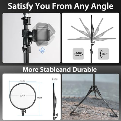 MACTREM 14in Large Ring Light with 71" Tripod Stand/Phone Clip,LCD Display 40W 6000K Full-Screen Selfie Ring Light for Live Stream, YouTube, TikTok, Video Recording, Makeup,Barber,Tattoo,Photography - size: 14 inch with Tripod Stand