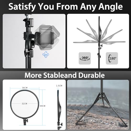 MACTREM 14in Large Ring Light with 71" Tripod Stand/Phone Clip,LCD Display 40W 6000K Full-Screen Selfie Ring Light for Live Stream, YouTube, TikTok, Video Recording, Makeup,Barber,Tattoo,Photography - size: 14 inch with Tripod Stand